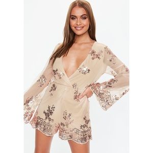 ✨🌸MISSGUIDED ROSE GOLD SEQUIN PLAYSUIT🌸✨